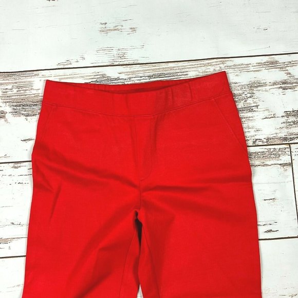 H by Halston Ultra Knit Slim-Leg Crop Pants 4 Side Slits Pull On Cardinal Red - Picture 7 of 10